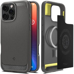 Spigen for iPhone 16e Case, Rugged Armor MagFit [Compatible with Magsafe Accessories] [Military-Grade Protection] - Matte Black