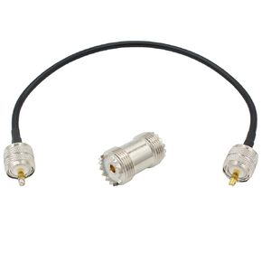 PL259 UHF Male to Male RG58 Coaxial Cable, 12 inch UHF Jumper Cable and SO239 Female Coupler for HAM & CB Radio,Antenna Analyzer,Dummy Load,SWR Meter
