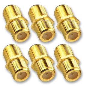 TCPENG® Coaxial Cable Connector, RG6 Coax Cable Extender F-Type Gold Plated Adapter Female to Female for TV Cables, 6 Pack