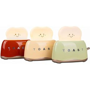 Toaster Light,Cute Toast Lamp,Battery Powered Night Light for Kids,Rechargeable Desk Lamp,Adjustable Brightness,Kawaii Decor for Girls Bedroom