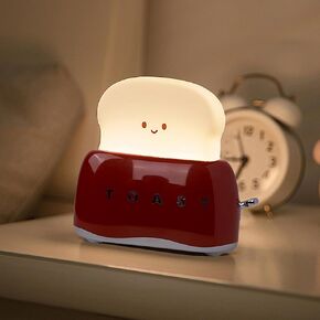 Toaster Light,Cute Toast Lamp,Battery Powered Night Light for Kids,Rechargeable Desk Lamp,Adjustable Brightness,Kawaii Decor for Girls Bedroom