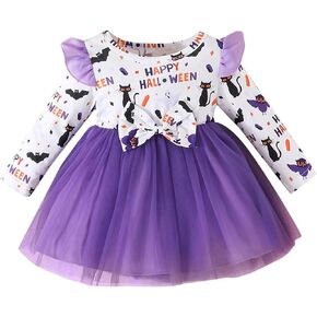 Magic Park Baby Girls Halloween pumpkin Print Dress Outfits Toddler Girl Halloween Dresses Kids Girl Halloween Princess Skirt