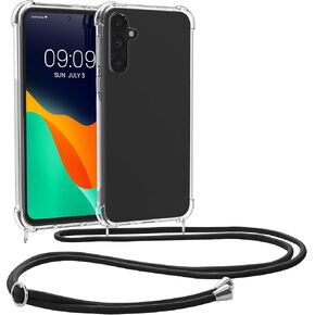 kwmobile Crossbody Case Compatible with Samsung Galaxy A35 Case - Clear TPU Phone Cover w/Lanyard Cord Strap - Transparent