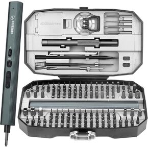 STREBITO Mini Electric Screwdriver Set 155 in 1 Small Electric Screwdriver Cordless, 140 S2 Magnetic Bits, 3 Torque Settings, 650mAh Battery, Precision Electric Screwdriver Kit for Computer Laptop RC