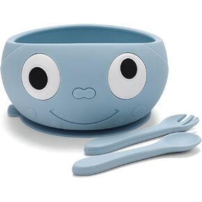 مجموعة التغذية الذاتية لوعاء الشفط للأطفال من بيج آيز | طقم شوكة وملعقة للأطفال | طبق سيليكون صالح للطعام للأطفال والرضع | 4+ أشهر (وردي) in Kuwait