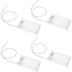 4pcs 3AA Battery Holder Box Case Transparent Enclosed Clear Battery Socket Holder with On/Off Switch Extension Wires Leads Spring Clip Socket Bundle Housing Transparent