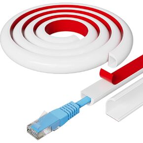 78" Side Buckle Cable Hider for 1 Cords,Extension Cord Covers for Wires On Wall,Adhesive Cord Hider for Wall Mount Tv,Paintable Wire Channel for Cable Concealer,Cable Raceway Home & Office Trim,White