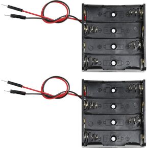 2pcs 4X 1.5V 4 AA Battery Holder with Male Pins 6V 4 AA Battery Holder with Wire Leads Easy for breadboard