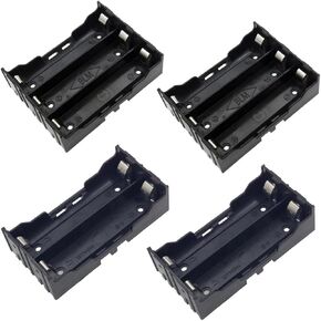 4 Pack 18650 Battery Case Holder Parallel 2 Slots 3 Slot Plastic Black Box with Wire Lead Pins for Standard 3.7V 18650 Li-ion Lithium Rechargeable Batteries DIY Series Circuit PCB Project