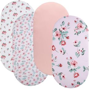 Bassinet Sheets 4 Pack Compatible with Halo Bassinest Swivel, Flex, Glide, Premiere & Luxe Series Sleeper Stretchy Ultra Soft Sun/Forest Deer/Space/Dinosaur