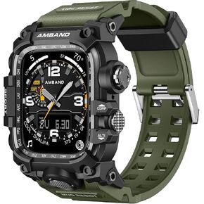 amBand Compatible with Apple Watch Ultra 2/Ultra Bands Case 49mm for Men, M3 Rugged Cover Military Sport Strap with Glass Screen Protector, Heavy Duty Protective Bumper for iWatch 49 mm - Matte Black