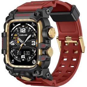 amBand Compatible with Apple Watch Ultra 2/Ultra Bands Case 49mm for Men, M3 Rugged Cover Military Sport Strap with Glass Screen Protector, Heavy Duty Protective Bumper for iWatch 49 mm - Matte Black