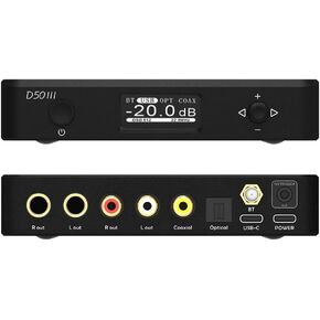 TOPPING D50 III 2*ES9039Q2M DAC, USB/BT5.1/Optical/Coaxial to RCA/TRS Audio DAC, Type-C Bluetooth 5.1 SPDIF Input Digital-Analog Converter, Hi-Res Audio DAC, Home Audio DAC with 12V Trigger (Silver)