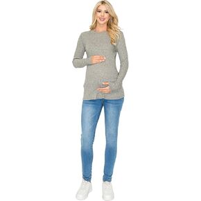 My Bump Women's Casual Comfortable Maternity Pregnancy Long Sleeve Ribbed TOP (Made in USA)