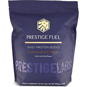 Prestige Fuel Natural Protein Whey and Isolate Blend, Pre & Post Workout Drink, Boost Metabolism, Build Lean Muscle Vanilla Ice Cream Flavor 1.7LB 23 Servings