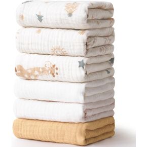 6 عبوات من مناشف الأطفال من الموسلين، مناشف غسيل فائقة النعومة للجنسين حديثي الولادة والأطفال، مناشف حمام للأطفال ماصة لجسم الوجه in Kuwait