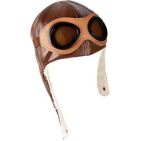 FZBNSRKO Plush Leather Cap with Pilot,Fleece Warm Hat with Goggles,Pilot Warm Hat with Earmuffs for Kids Toddlers