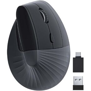 Unipows Ergonomic Vertical Mouse, Wireless Type C Rechargeable Mouse with USB & Type C Adapter,