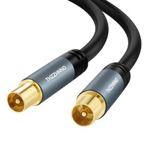 TV Aerial RG6 Coaxial Cable 6.6FT, Gold Plated Male to Male Coax Cable for HDTV, CATV, DVB-T2/C/S, Cable Modem, Radio, Satellite Receivers