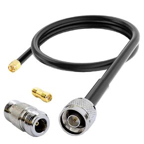 Low Loss Coaxial Cable GB58 N to SMA Jumper N Male to SMA Male with 2X N SMA Adapter Kit for 3G 4G 5G LTE Antenna Ham Radio GPS WiFi (10 Feet)