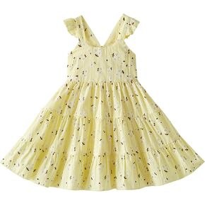 Toddler Girl Dresses Flutter Sleeveless Princess Floral Dresses Beach Sundress Summer Outfit 2024