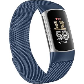 Metal Band for Fitbit Charge 6 Bands for Women Men, Stainless Steel Magnetic Wristband Mesh Bracelet Replacement Strap for Fitbit Charge 6
