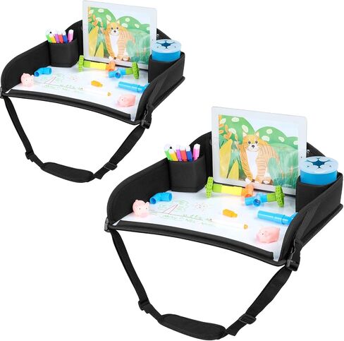 COOLBEBE Kids Travel Tray for Toddler Car Seat, Travel Tray for Airplane, Toddler Car Seat Lap Tray, Carseat Table Tray for Kids Travel Activities (Black -2PCS) in Saudi Arabia