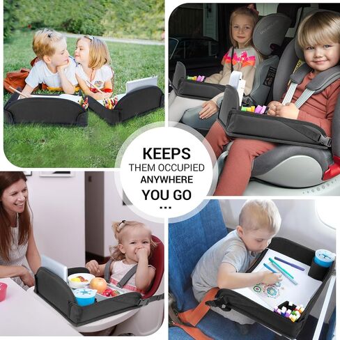 COOLBEBE Kids Travel Tray for Toddler Car Seat, Travel Tray for Airplane, Toddler Car Seat Lap Tray, Carseat Table Tray for Kids Travel Activities (Black -2PCS) in Saudi Arabia