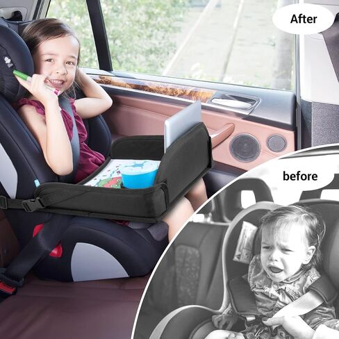 COOLBEBE Kids Travel Tray for Toddler Car Seat, Travel Tray for Airplane, Toddler Car Seat Lap Tray, Carseat Table Tray for Kids Travel Activities (Black -2PCS) in Saudi Arabia