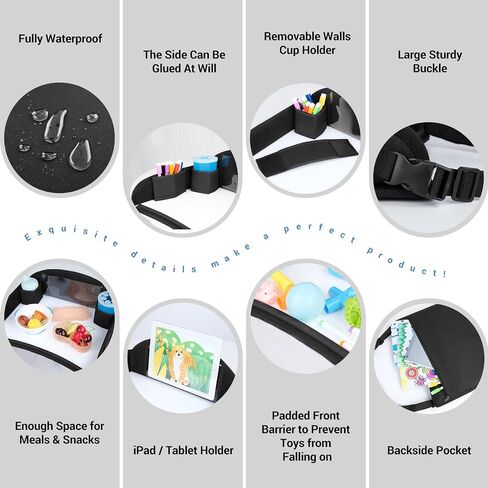 COOLBEBE Kids Travel Tray for Toddler Car Seat, Travel Tray for Airplane, Toddler Car Seat Lap Tray, Carseat Table Tray for Kids Travel Activities (Black -2PCS) in Saudi Arabia
