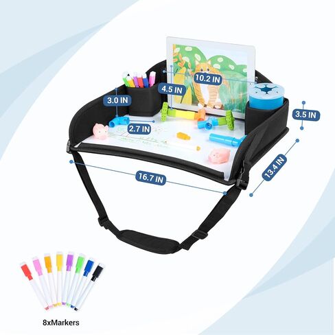 COOLBEBE Kids Travel Tray for Toddler Car Seat, Travel Tray for Airplane, Toddler Car Seat Lap Tray, Carseat Table Tray for Kids Travel Activities (Black -2PCS) in Saudi Arabia