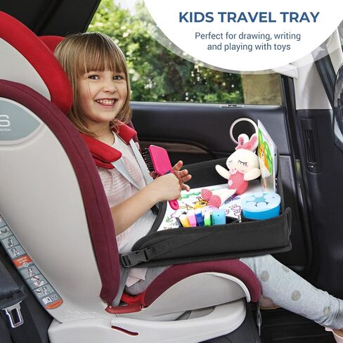 COOLBEBE Kids Travel Tray for Toddler Car Seat, Travel Tray for Airplane, Toddler Car Seat Lap Tray, Carseat Table Tray for Kids Travel Activities (Black -2PCS) in Saudi Arabia