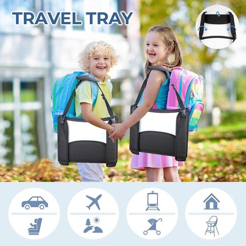 COOLBEBE Kids Travel Tray for Toddler Car Seat, Travel Tray for Airplane, Toddler Car Seat Lap Tray, Carseat Table Tray for Kids Travel Activities (Black -2PCS) in Saudi Arabia