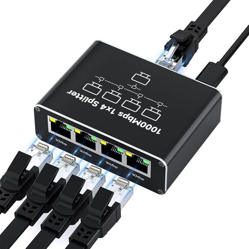 Gigabit Ethernet Splitter, gliship High-Speed 1000Mbps Network Splitter with USB Power Cable, RJ45 LAN Splitter Adapter for Cat 5/5e/6/7/8 Cable (Ethernet Spltter 1 to 2) in Saudi Arabia