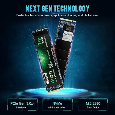 INLAND QN450 SSD 1000GB M.2 2280 NVMe SSD- PCIe 4.0 Gen4x4، حتى 5000 ميجابايت/ثانية - محرك أقراص الحالة الصلبة الداخلي -1 تيرابايت in Kuwait
