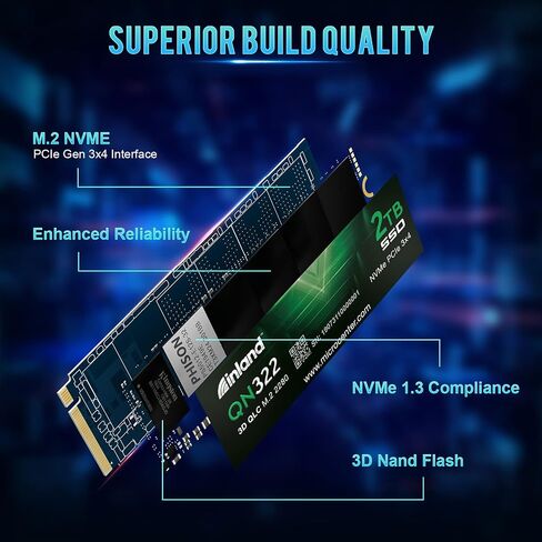 INLAND QN450 SSD 1000GB M.2 2280 NVMe SSD- PCIe 4.0 Gen4x4، حتى 5000 ميجابايت/ثانية - محرك أقراص الحالة الصلبة الداخلي -1 تيرابايت in Kuwait