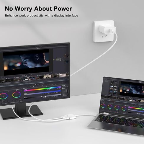 محول USB C إلى HDMI، محول USB من النوع C الرقمي AV 4K@60 هرتز موصل شاشة مزامنة كابل مجدول من النايلون مع منفذ شحن USB C 100 وات لهاتف iPhone 16/16 Plus/16 Pro/16 Pro Max/15/15 Plus/15 Pro/15 برو ماكس in Kuwait