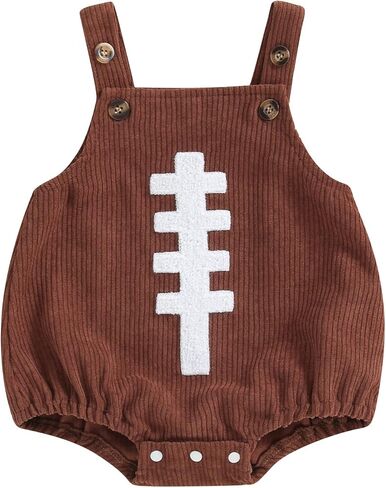 Infant Baby Boys Girls Overalls Sleeveless Football Game Day Embroidery Corduroy Romper Cute Newborn Outfit in Saudi Arabia