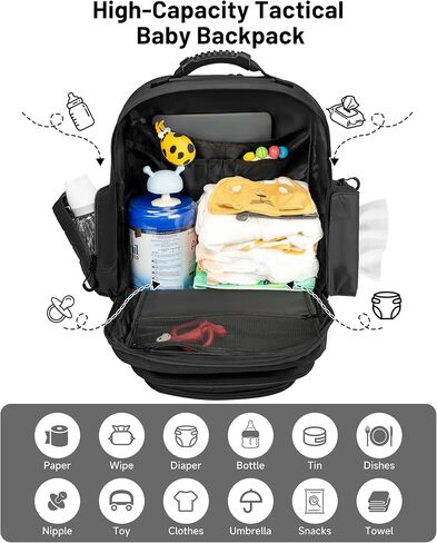 kcross Tactical Dad Baby Diaper Backpack, Large Baby Diaper Bags Backpack with Changing Pad, Travel Baby Bags for Mom Dad in Saudi Arabia