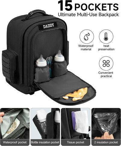 kcross Tactical Dad Baby Diaper Backpack, Large Baby Diaper Bags Backpack with Changing Pad, Travel Baby Bags for Mom Dad in Saudi Arabia