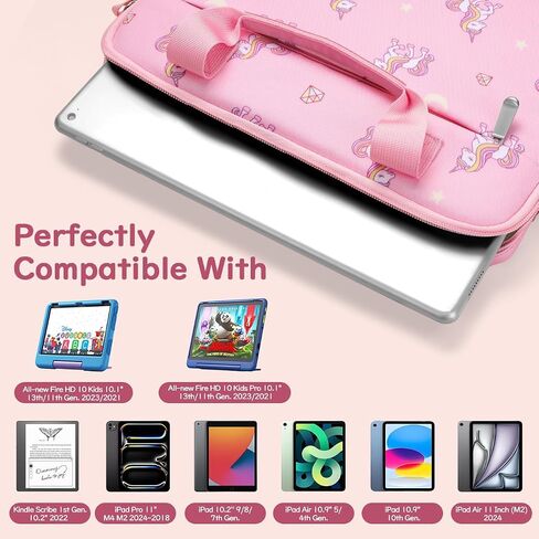 Tablet Bag for Kids, 12.5 Inch Portable Kids Tablet Sleeve Carrying Case with Handle & Shoulder Strap, Fits All-new Fire HD 10 Kids/Fire HD 10 Kids Pro 13th/11th Gen 2023/2021, Green Dinosaur in Kuwait
