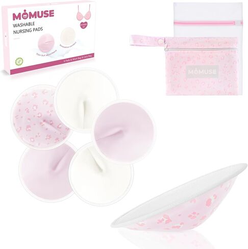 Organic Reusable Nursing Pads 12 Pack,Soft 4 Layers Fabric & Super Absorbent Breathable Breast Pad,Portable Washable Nursing Pads for Breastfeeding Essentials,Waterproof Bag + Wash Bag in Saudi Arabia