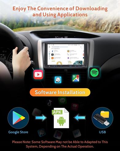 ستيريو سيارة مزدوج الدين: راديو سيارة مزدوج الدين مقاس 7 بوصات متوافق مع Apple Carplay اللاسلكي وAndroid Auto - مشغل استقبال صوت السيارة بشاشة تعمل باللمس مزدوج مع كاميرا احتياطية 1080 بكسل، الملاحة in Kuwait