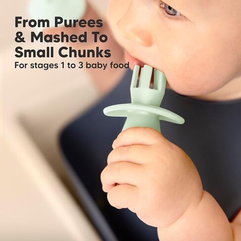 مجموعة ملاعق وشوك أطفال من السيليكون مكونة من 4 قطع من KeaBabies - ملعقة أطفال ذاتية التغذية، أواني أطفال BLW من عمر 6 إلى 12 شهرًا، ملعقة تغذية للفطام بقيادة الطفل، ملعقة تدريب أولية على الطعام للرضع (لائحة) in Kuwait