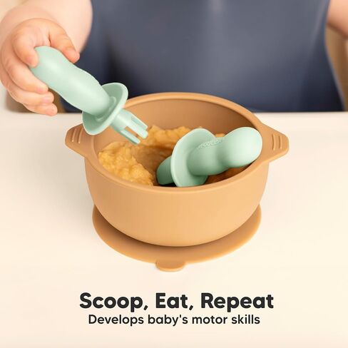 مجموعة ملاعق وشوك أطفال من السيليكون مكونة من 4 قطع من KeaBabies - ملعقة أطفال ذاتية التغذية، أواني أطفال BLW من عمر 6 إلى 12 شهرًا، ملعقة تغذية للفطام بقيادة الطفل، ملعقة تدريب أولية على الطعام للرضع (لائحة) in Kuwait