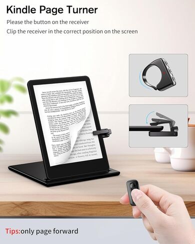 جهاز التحكم عن بعد لصفحة التحكم لجهاز Kindle Paperwhite Oasis، جهاز التحكم عن بعد للقارئ الإلكتروني RF، حلقة التحكم عن بعد TikTok، أداة النقر على مصراع الكاميرا لجهاز iPad iPhone iOS Android-أسود in Kuwait