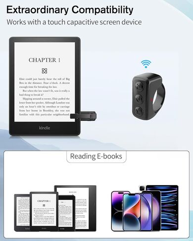 جهاز التحكم عن بعد لصفحة التحكم لجهاز Kindle Paperwhite Oasis، جهاز التحكم عن بعد للقارئ الإلكتروني RF، حلقة التحكم عن بعد TikTok، أداة النقر على مصراع الكاميرا لجهاز iPad iPhone iOS Android-أسود in Kuwait