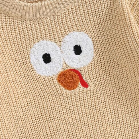 Newborn Toddler Baby Boy Girl Thanksgiving Outfit Knit Sweater Turkey Long Sleeve Pullover Warm Sweatshirt Outfit in Kuwait