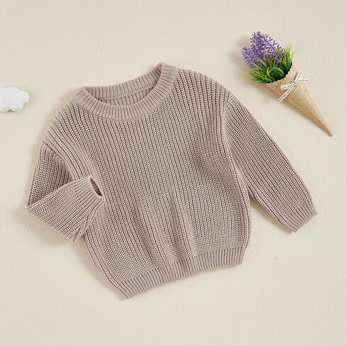 Newborn Toddler Baby Girl Boy Knit Sweater Round Neck Sweatshirt Long Sleeve Tops Pullover Fall Winter Clothes in Saudi Arabia