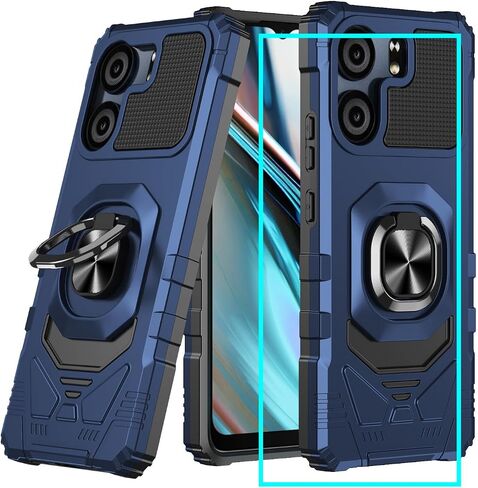 for BLU View 5 Case with Screen Protector,Blu View 5 Phone Case with Magnetic Ring Kickstand,Rugged Dual Layer Heavy Duty Military Grade Shockproof Cover for Blu View 5 B160v Black in Kuwait